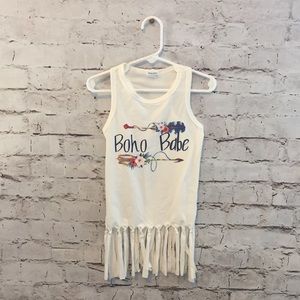 NWOT Girls Cream Fringe Graphic Tank Top 2T